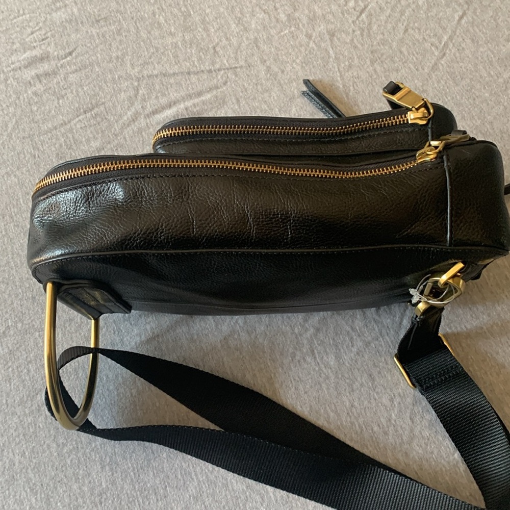 Fossil Black Leather sling/ Backpack with Gold Accents - Picture 5 of 12